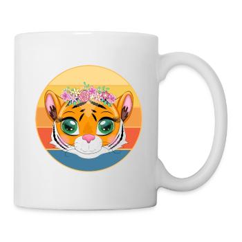 Tiger Big Cat Vintage Retro Sonnenuntergang - Tasse - Weiß - Rechts