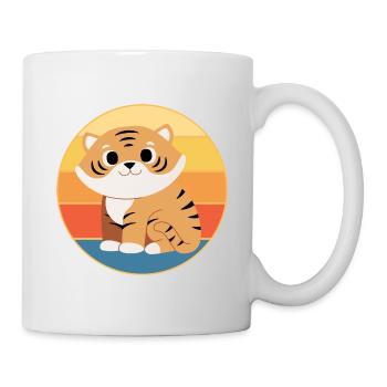 Tiger Big Cat Vintage Retro Sonnenuntergang - Tasse - Weiß - Rechts