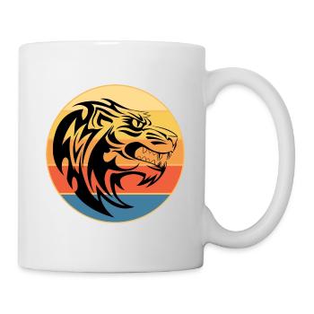 Tiger Big Cat Vintage Retro Sonnenuntergang - Tasse - Weiß - Rechts