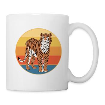 Tiger Big Cat Vintage Retro Sonnenuntergang - Tasse - Weiß - Rechts