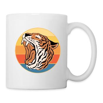 Tiger Big Cat Vintage Retro Sonnenuntergang - Tasse - Weiß - Rechts