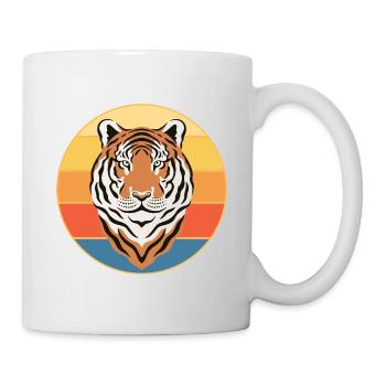 Tiger Big Cat Vintage Retro Sonnenuntergang - Tasse - Weiß - Rechts