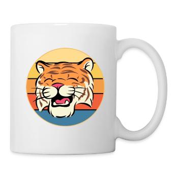 Tiger Big Cat Vintage Retro Sonnenuntergang - Tasse - Weiß - Rechts