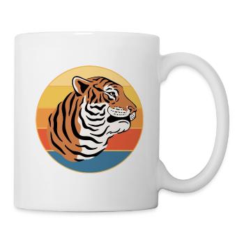 Tiger Big Cat Vintage Retro Sonnenuntergang - Tasse - Weiß - Rechts