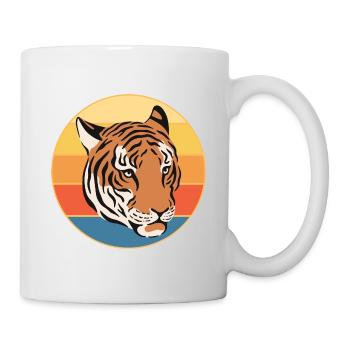 Tiger Big Cat Vintage Retro Sonnenuntergang - Tasse - Weiß - Rechts