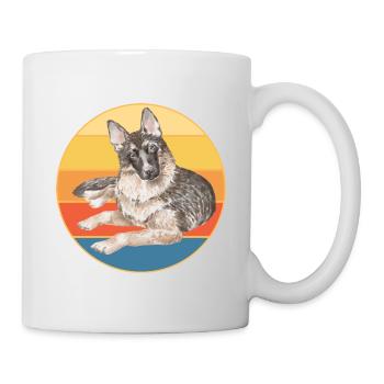 Deutscher Schäferhund Rasse Vintage Retro Sonnenuntergang - Tasse - Weiß - Rechts