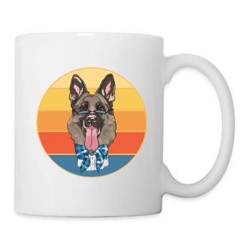 Berger Allemand Race Vintage Rétro Coucher de Soleil - Mug blanc - blanc - Droite