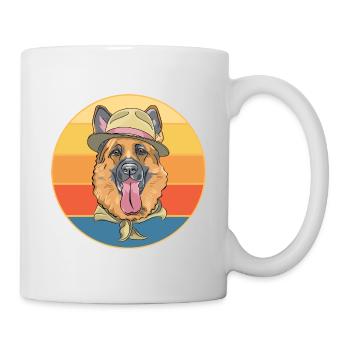 Deutscher Schäferhund Rasse Vintage Retro Sonnenuntergang - Tasse - Weiß - Rechts