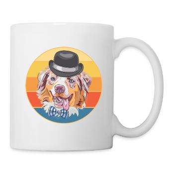Deutscher Schäferhund Rasse Vintage Retro Sonnenuntergang - Tasse - Weiß - Rechts