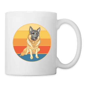Deutscher Schäferhund Rasse Vintage Retro Sonnenuntergang - Tasse - Weiß - Rechts