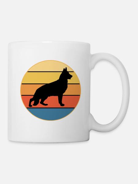 German Shepherd Dog Breed Vintage Retro Sunset - Mug - white