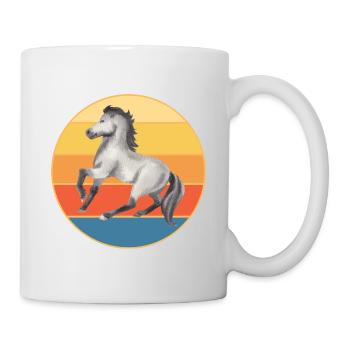 Tier Pferd Vintage Retro Sonnenuntergang - Tasse - Weiß - Rechts