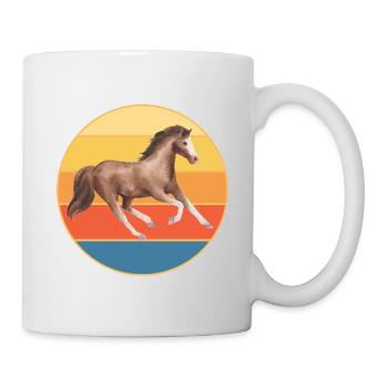 Tier Pferd Vintage Retro Sonnenuntergang - Tasse - Weiß - Rechts