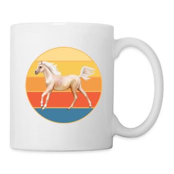Tier Pferd Vintage Retro Sonnenuntergang - Tasse - Weiß - Rechts