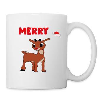 Rudolph das Rentier mit roter Nase + Christmas - Tasse - Weiß - Rechts