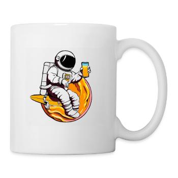 astronaute qui surf sur un jus d'orange - Mug blanc - blanc - Droite