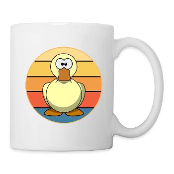 Niedliche Ente Vintage Retro Sonnenuntergang Tierliebhaber Design - Tasse - Weiß - Rechts