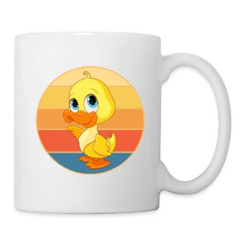 Niedliche Ente Vintage Retro Sonnenuntergang Tierliebhaber Design - Tasse - Weiß - Rechts