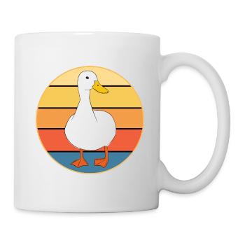 Niedliche Ente Vintage Retro Sonnenuntergang Tierliebhaber Design - Tasse - Weiß - Rechts