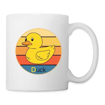 Niedliche Ente Vintage Retro Sonnenuntergang Tierliebhaber Design - Tasse - Weiß - Rechts