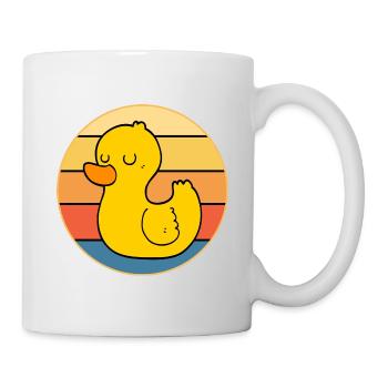 Niedliche Ente Vintage Retro Sonnenuntergang Tierliebhaber Design - Tasse - Weiß - Rechts