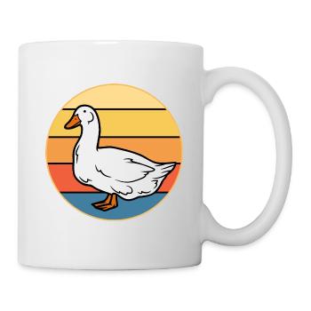 Niedliche Ente Vintage Retro Sonnenuntergang Tierliebhaber Design - Tasse - Weiß - Rechts
