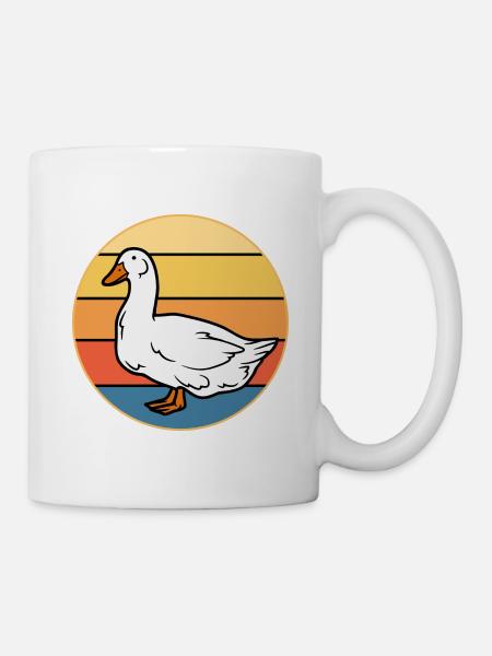 Niedliche Ente Vintage Retro Sonnenuntergang Tierliebhaber Design - Tasse - Weiß