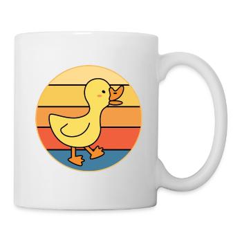 Niedliche Ente Vintage Retro Sonnenuntergang Tierliebhaber Design - Tasse - Weiß - Rechts