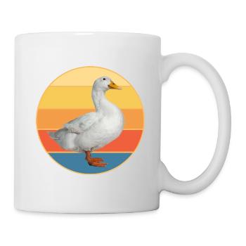 Niedliche Ente Vintage Retro Sonnenuntergang Tierliebhaber Design - Tasse - Weiß - Rechts