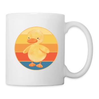 Niedliche Ente Vintage Retro Sonnenuntergang Tierliebhaber Design - Tasse - Weiß - Rechts