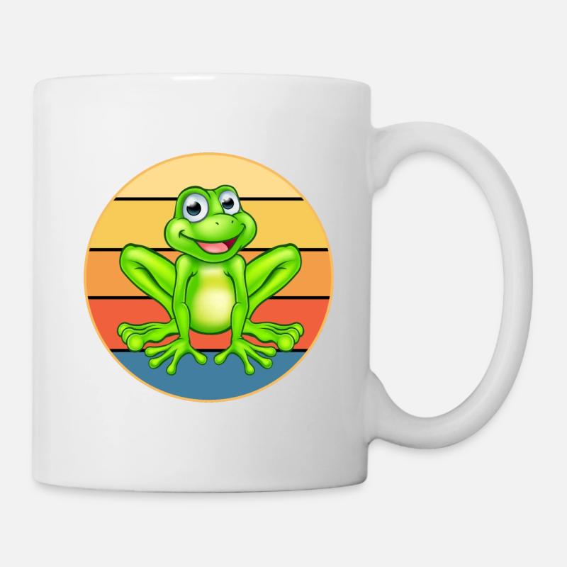 Mignon Grenouille Vintage Rétro Coucher de Soleil Animal Lover - Mug blanc - blanc