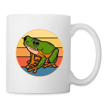 Niedlicher Frosch Vintage Retro Sonnenuntergang Tierliebhaber - Tasse - Weiß - Rechts