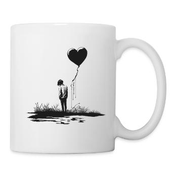 Alone, Heart, Balloon, Love, Lonely, Minimal - Mug - white - Right