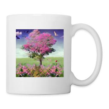 Watercolor Tree Magic of Nature Wildflowers Meadow - Mug - white - Right