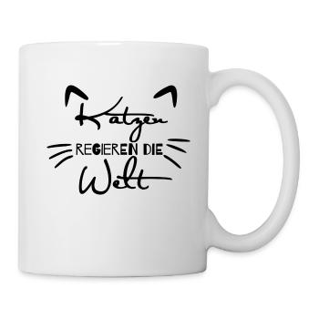 Katzen regieren die Welt - Tasse - Weiß - Rechts