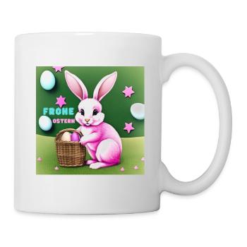 Frohe pinke Ostern - Tasse - Weiß - Rechts