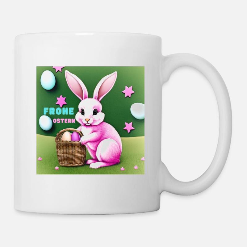 Frohe pinke Ostern - Tasse - Weiß