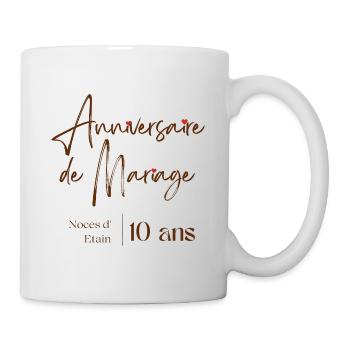 Anniversaire de mariage 10 ans cadeau personnalisé - Mug blanc - blanc - Droite