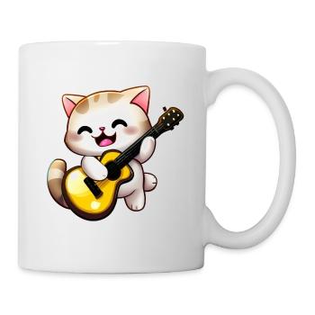 Chat avec guitare - Mug blanc - blanc - Droite