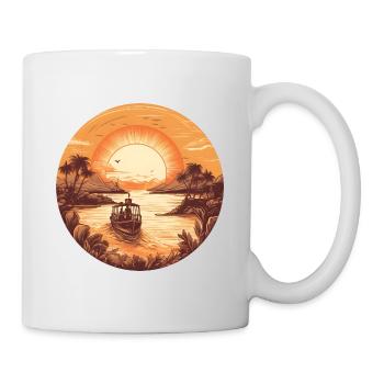 boot im Sonnenuntergang - Tasse - Weiß - Rechts