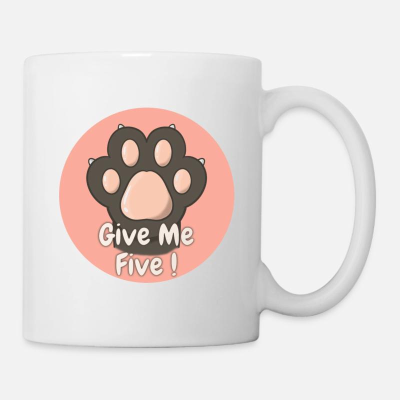 Give Me Five Katzenpfote Dunkelgrau - Tasse - Weiß