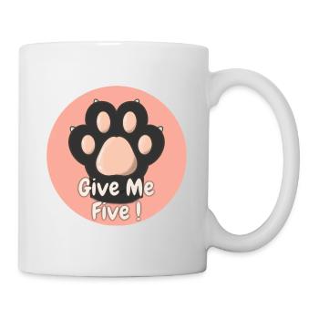 Gib mir fünf schwarze Katzenpfoten - Tasse - Weiß - Rechts