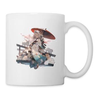 Japanisches Katzenmädchen, Geisha style - Tasse - Weiß - Rechts