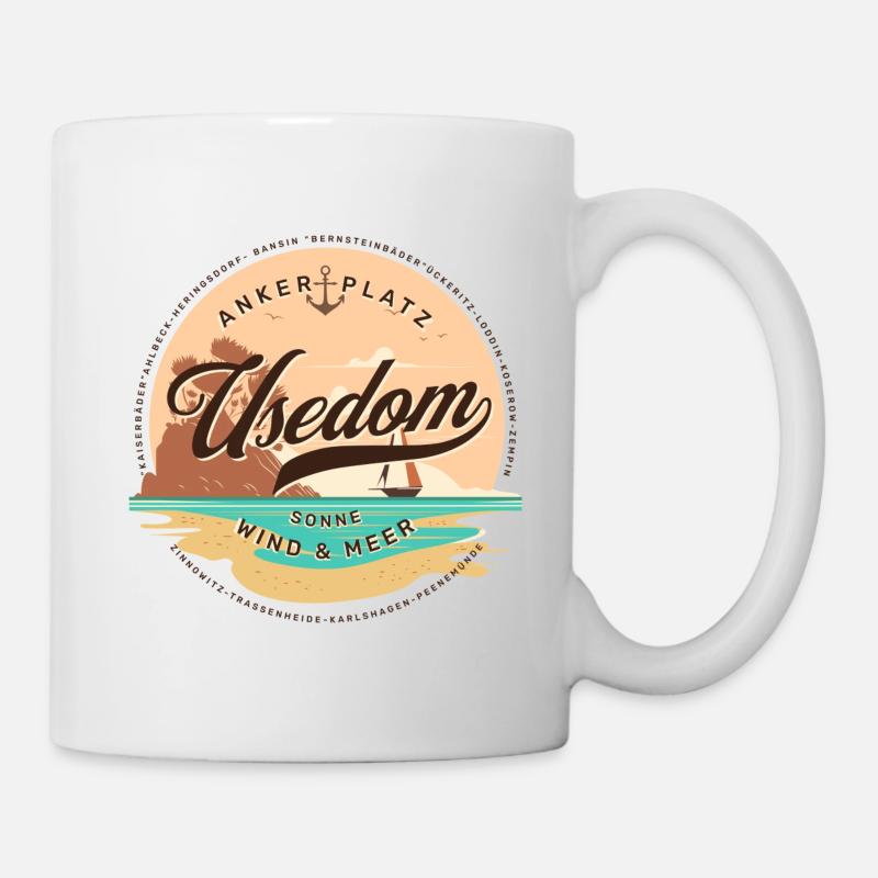 Ankerplatz Usedom - Tasse - Weiß