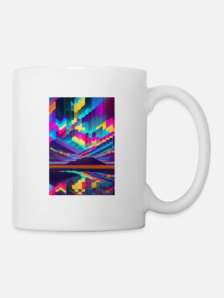 psychedelic glitch of pixels - Mug blanc - blanc