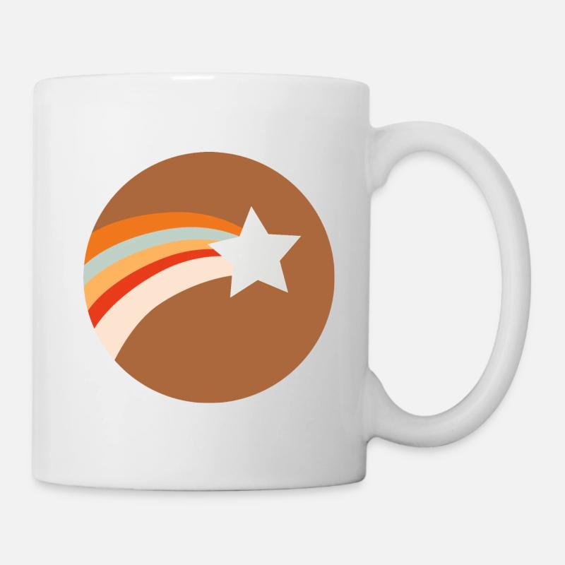 Sternschnuppe im siebziger Jahre Retro Stil - Tasse - Weiß
