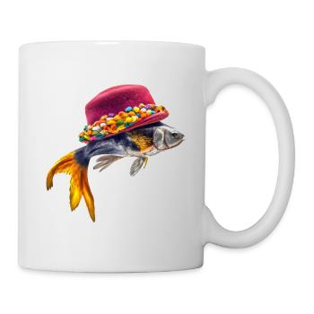 Fisch mit Hut - Tasse - Weiß - Rechts