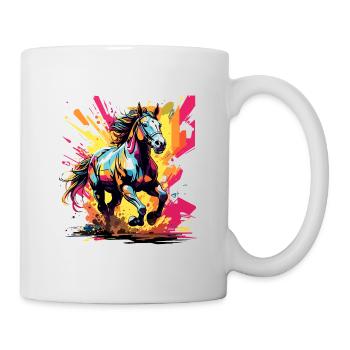 Cheval en action, Cool Color Design, Trot, Gallop - Mug blanc - blanc - Droite