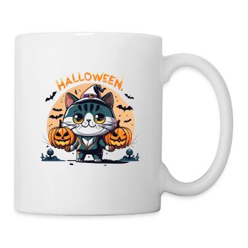 Halloween-Katze - Tasse - Weiß - Rechts