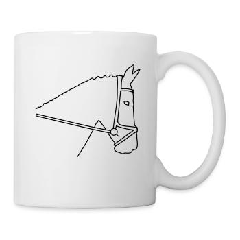 Pferdekopf mit Trense Minimalistische Darstellung - Tasse - Weiß - Rechts